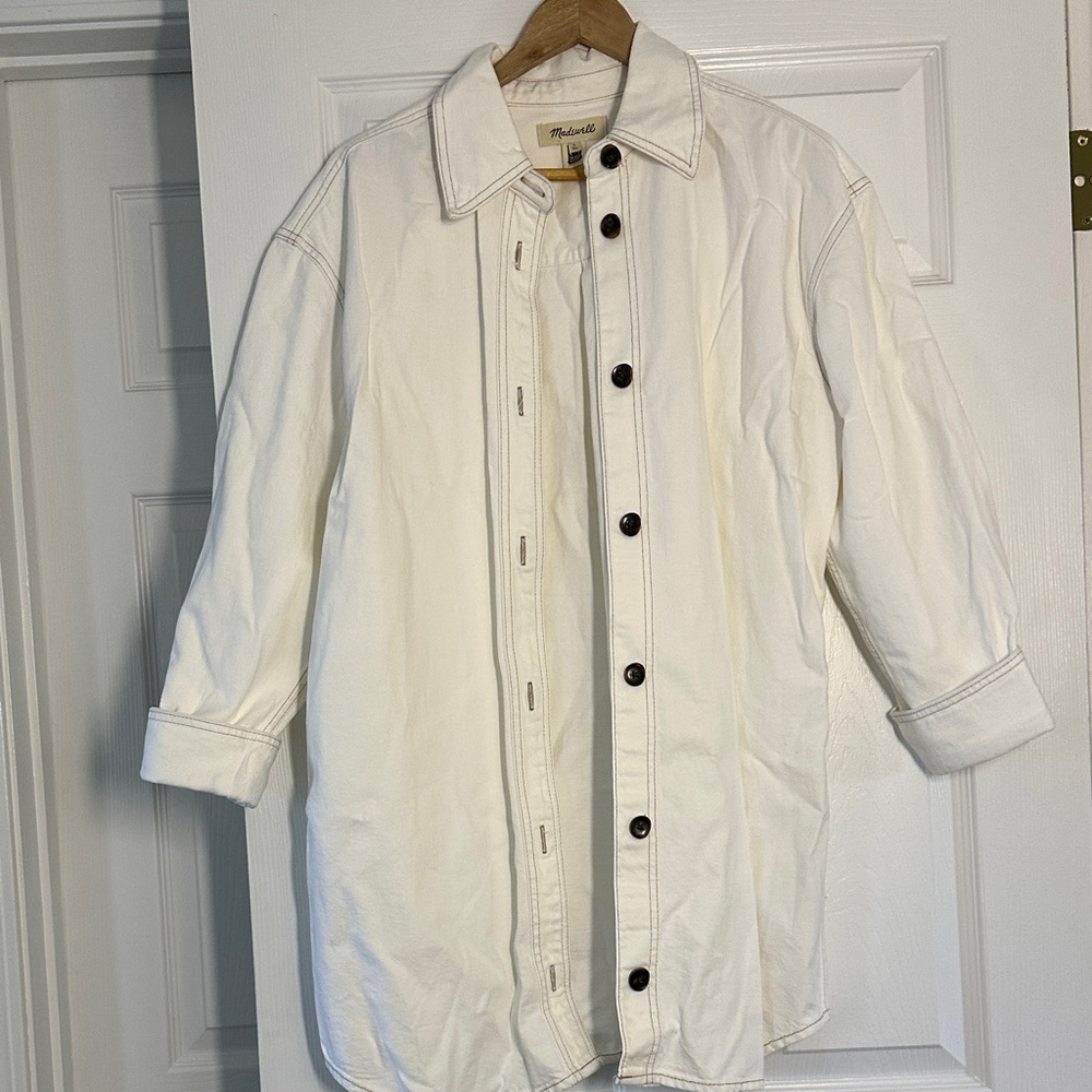 Madewell Cream Button-Up Shirt Jacket